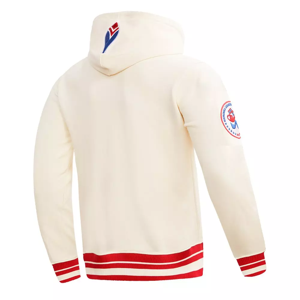 Pro Standard Men's MLB Atlanta Braves Retro Classic Fleece Pullover Hoodie -Eggshell/Red - EGGSHELL/RED
