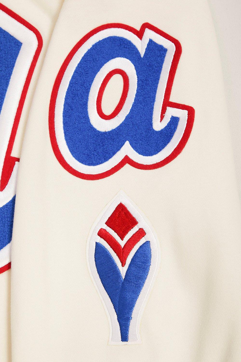 Pro Standard Men's MLB Atlanta Braves Retro Classic Fleece Pullover Hoodie -Eggshell/Red - EGGSHELL/RED Thumbnail View 8