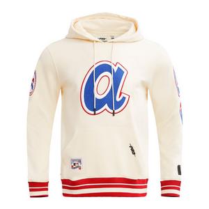 Pro Standard Men's MLB Atlanta Braves Retro Classic Fleece Pullover Hoodie -Eggshell/Red