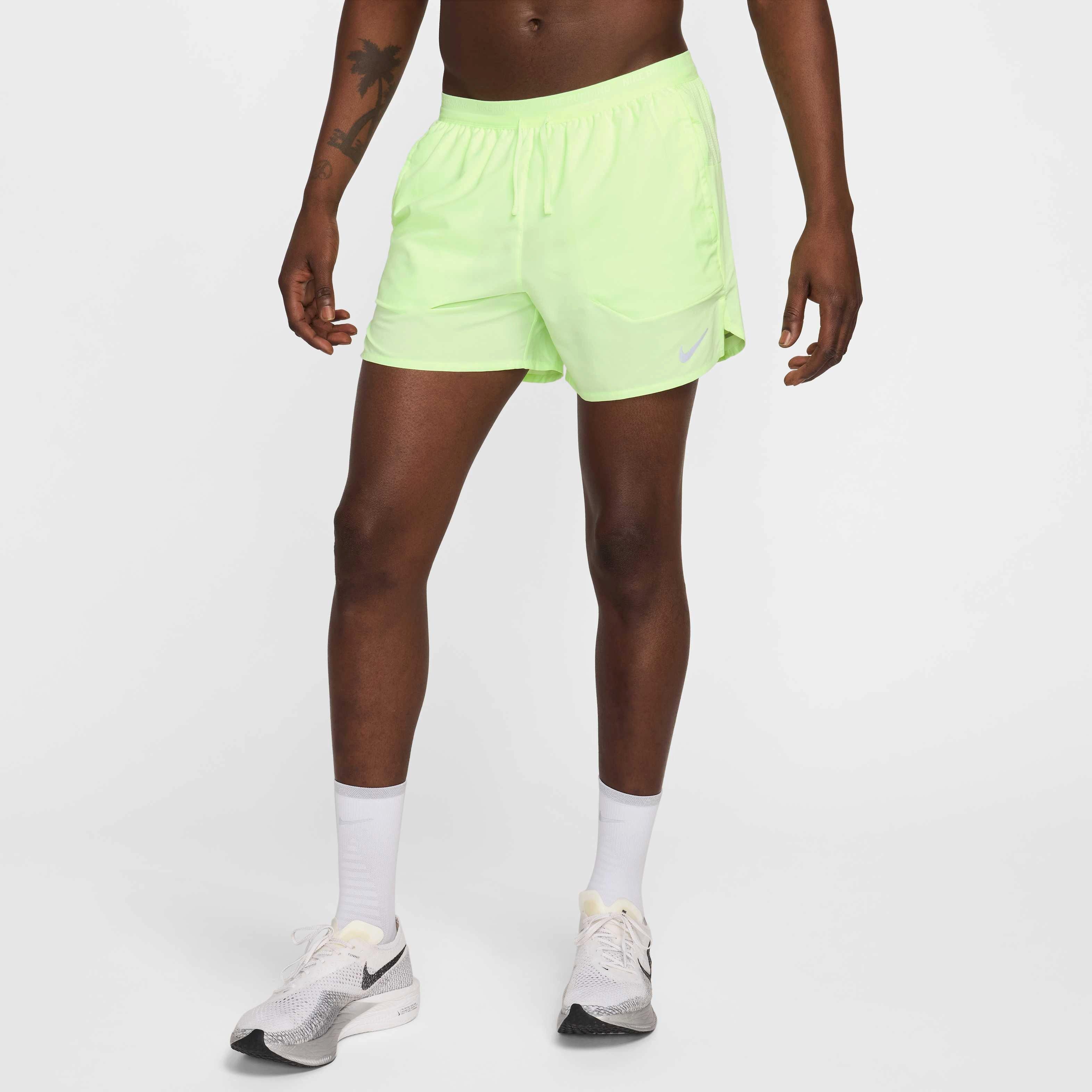 Nike Men's Stride Dri-FIT 5" Brief-Lined Running Shorts - Light Green - YELLOW Thumbnail View 3
