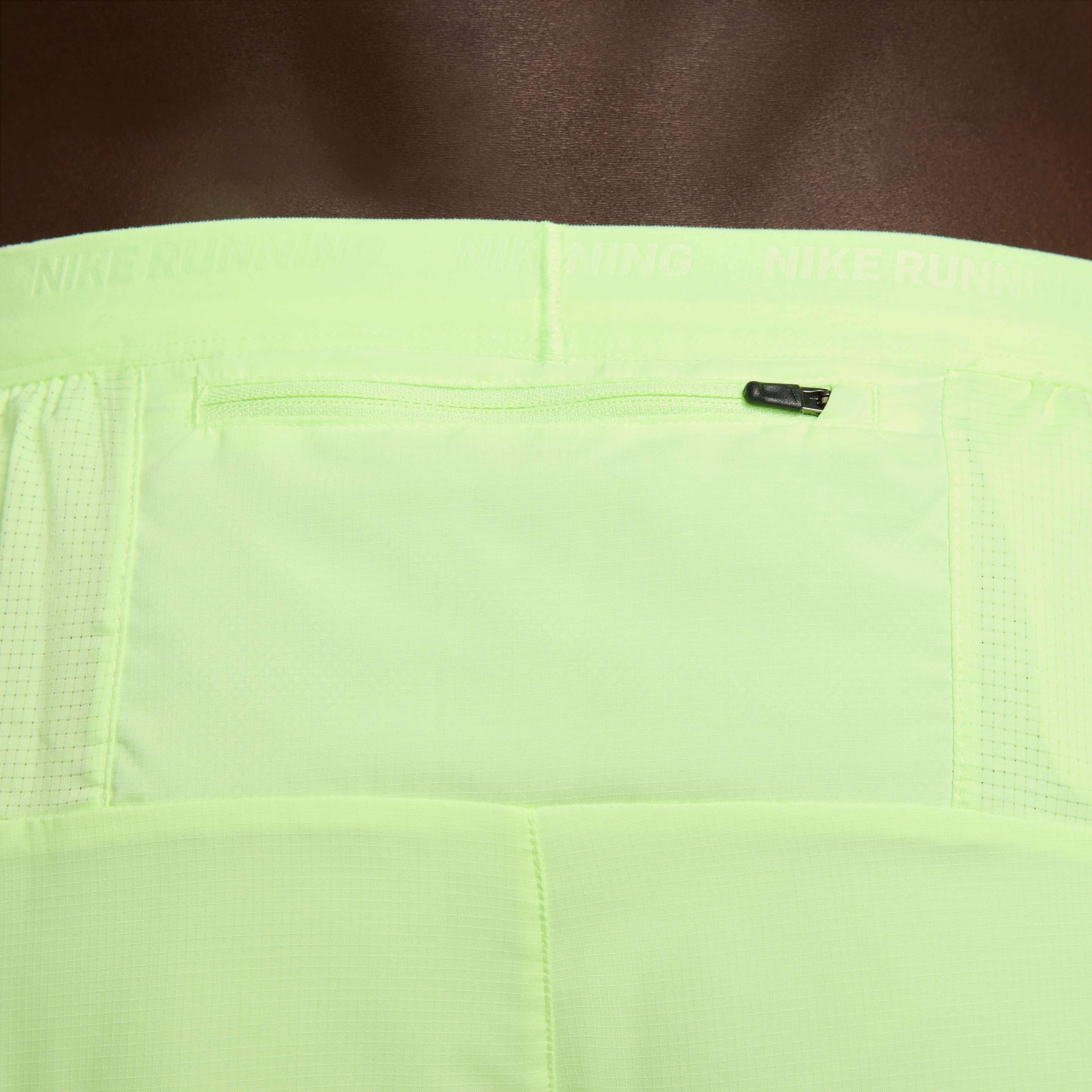 Nike Men's Stride Dri-FIT 5" Brief-Lined Running Shorts - Light Green - YELLOW Thumbnail View 6