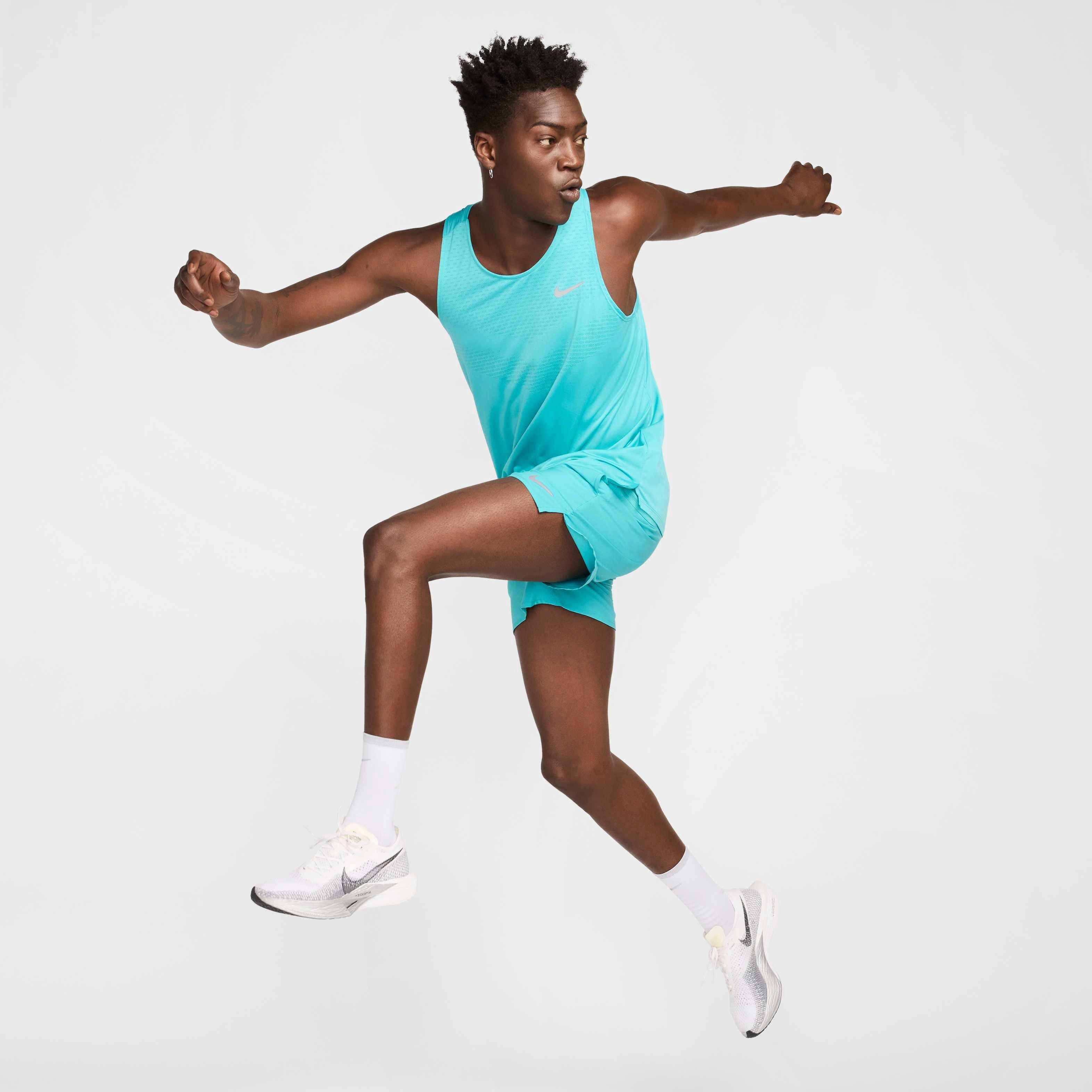 Nike Men's Stride Dri-FIT 5" Brief-Lined Running Shorts - Light Green - TURQUOISE  Thumbnail View 7