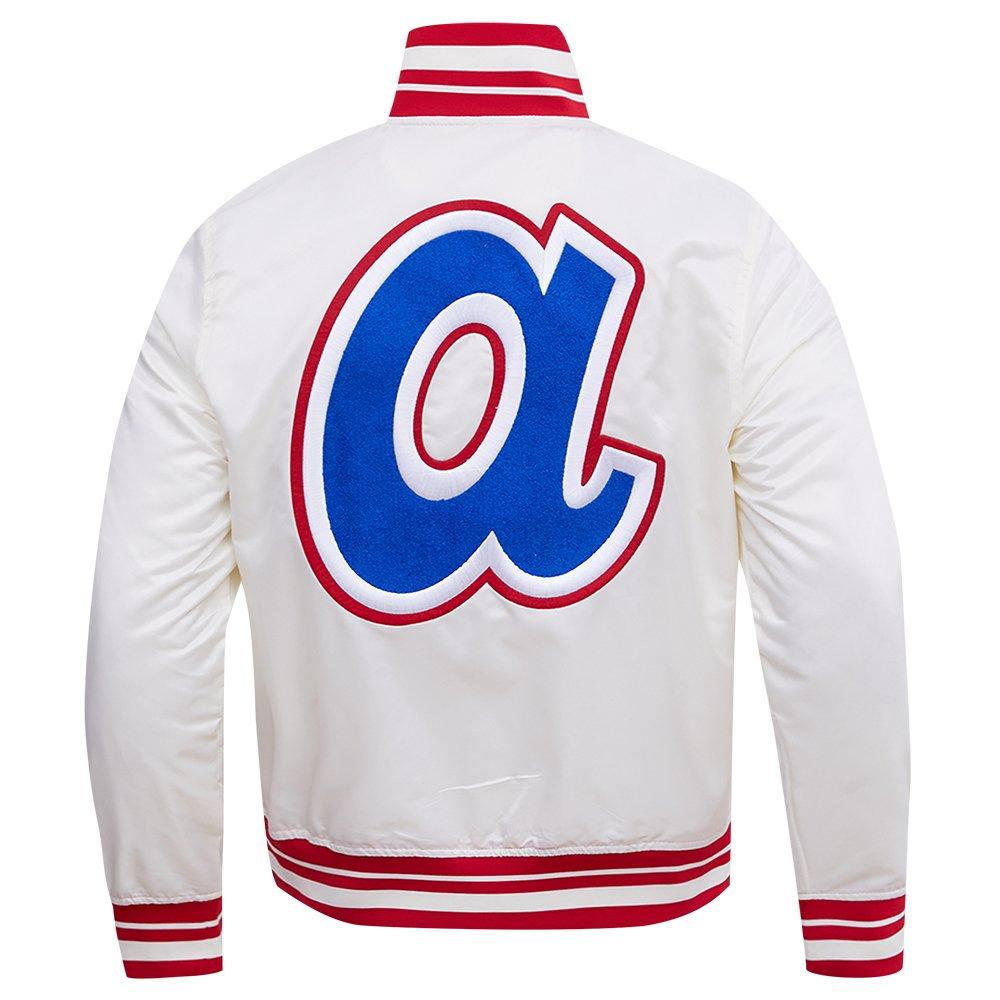 Pro Standard Men's MLB Atlanta Braves Retro Classic Rib Satin Jacket - Eggshell/Red - EGGSHELL/RED Thumbnail View 2
