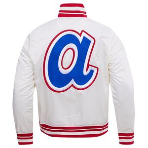 Pro Standard Men's MLB Atlanta Braves Retro Classic Rib Satin Jacket -Eggshell/Red