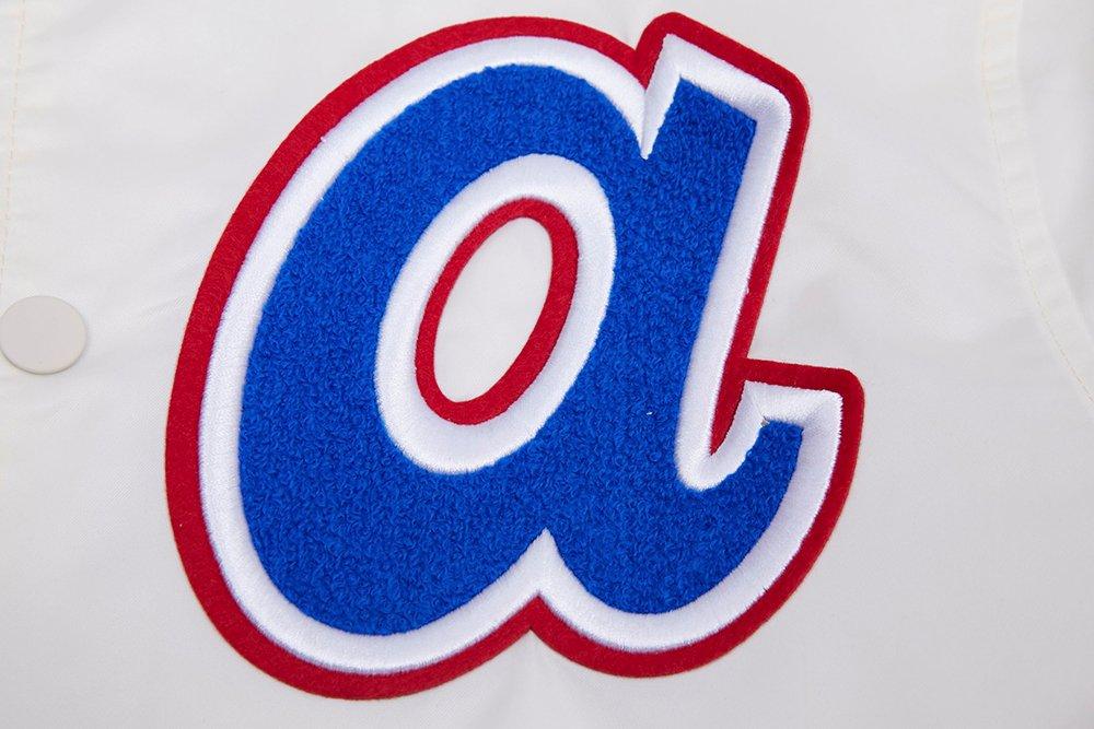 Pro Standard Men's MLB Atlanta Braves Retro Classic Rib Satin Jacket -Eggshell/Red - EGGSHELL/RED Thumbnail View 6