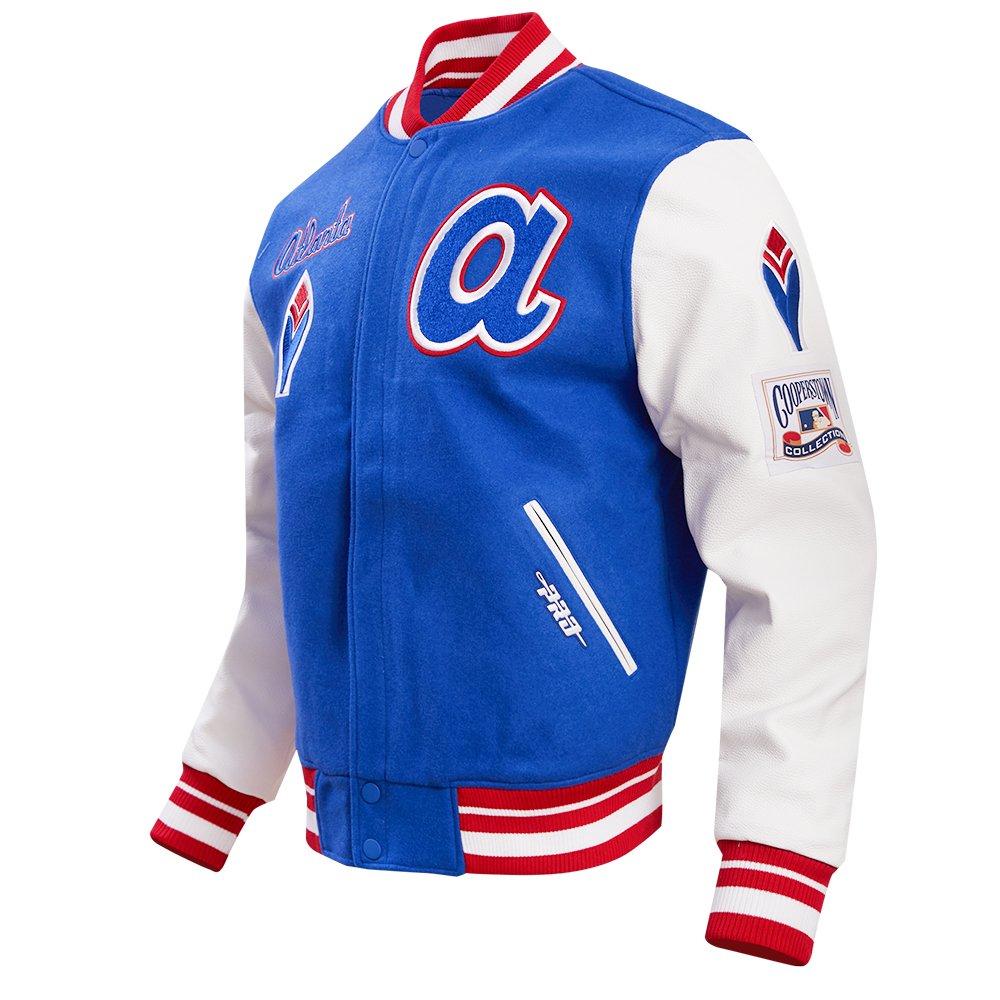 Pro Standard Men's MLB Atlanta Braves Retro Classic Rib Wool Varsity Jacket - Royal Blue/Red - ROYAL/RED Thumbnail View 3