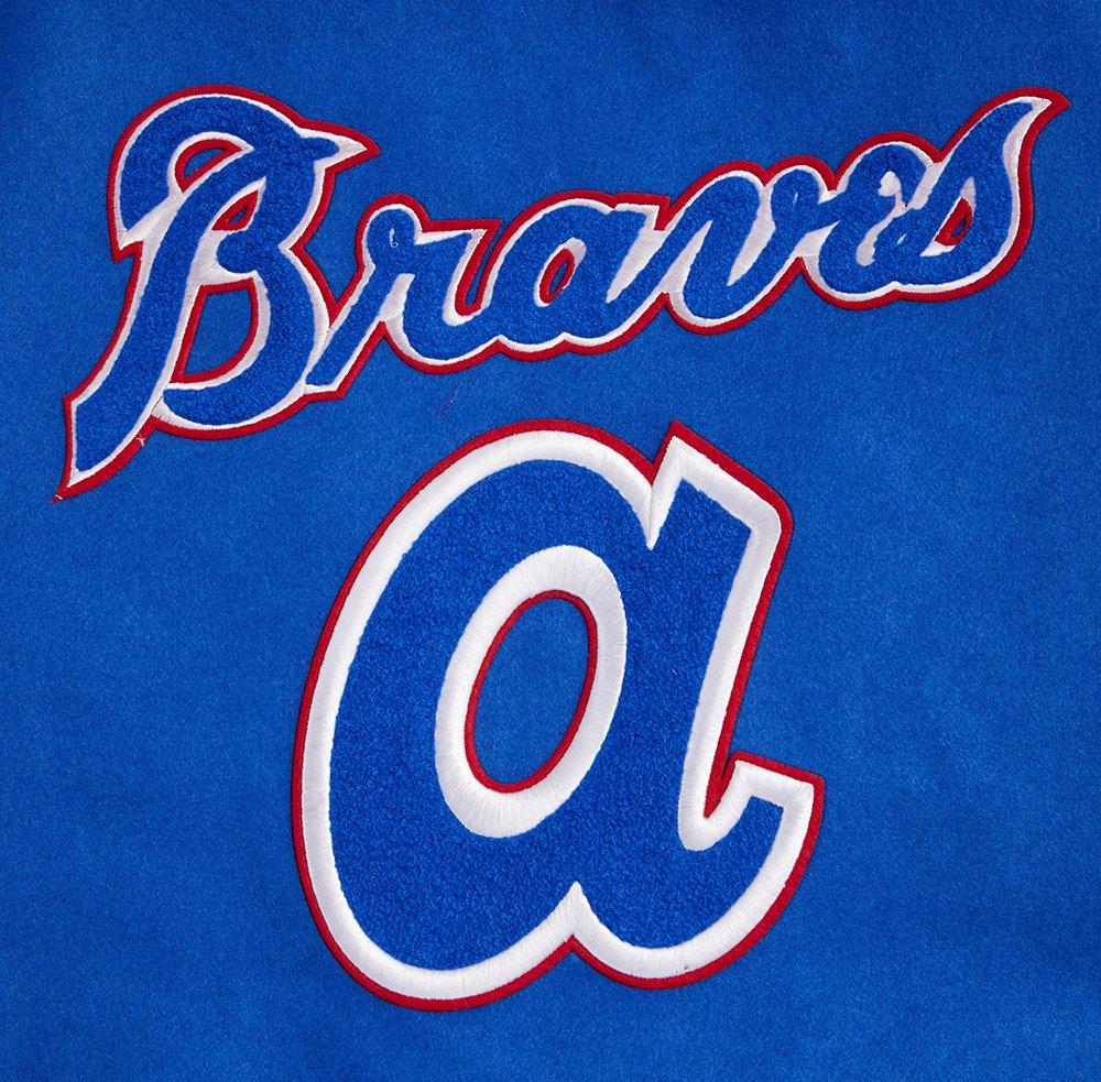 Pro Standard Men's MLB Atlanta Braves Retro Classic Rib Wool Varsity Jacket - Royal Blue/Red - ROYAL/RED Thumbnail View 5