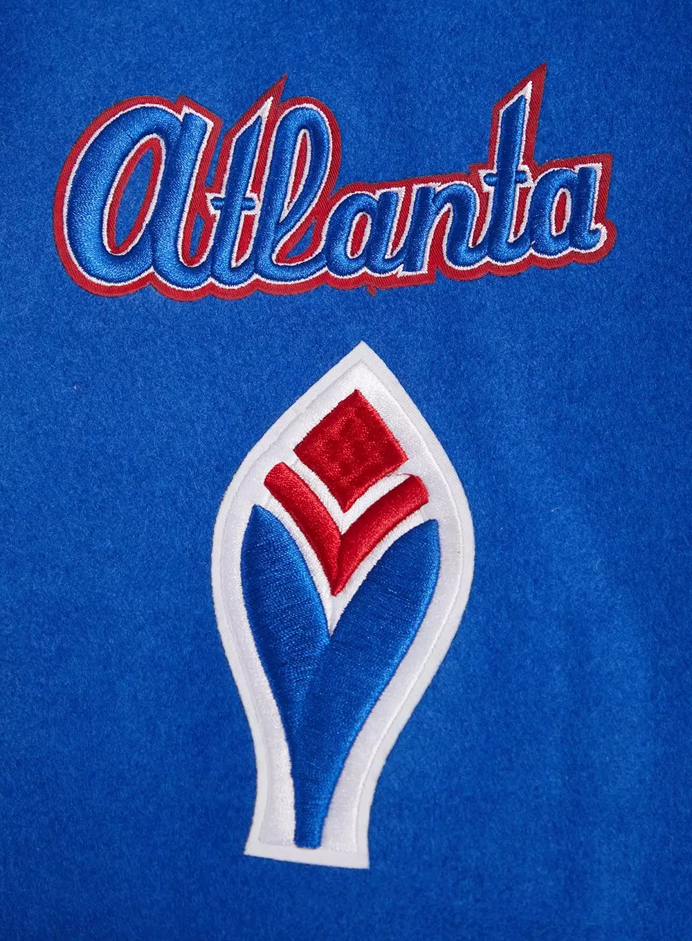 Pro Standard Men's MLB Atlanta Braves Retro Classic Rib Wool Varsity Jacket -Royal Blue/Red - ROYAL/RED