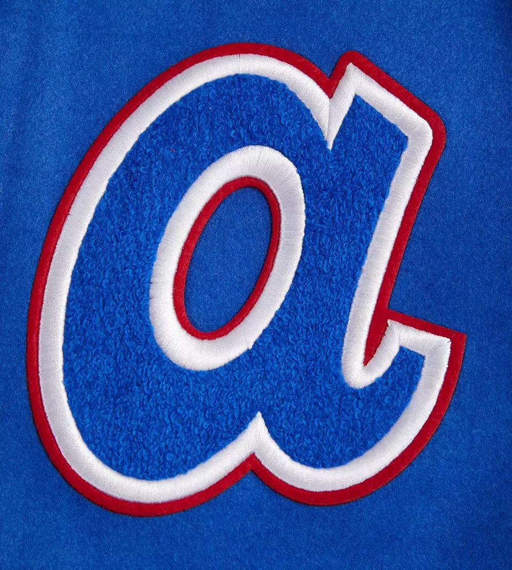 Pro Standard Men's MLB Atlanta Braves Retro Classic Rib Wool Varsity Jacket - Royal Blue/Red - ROYAL/RED