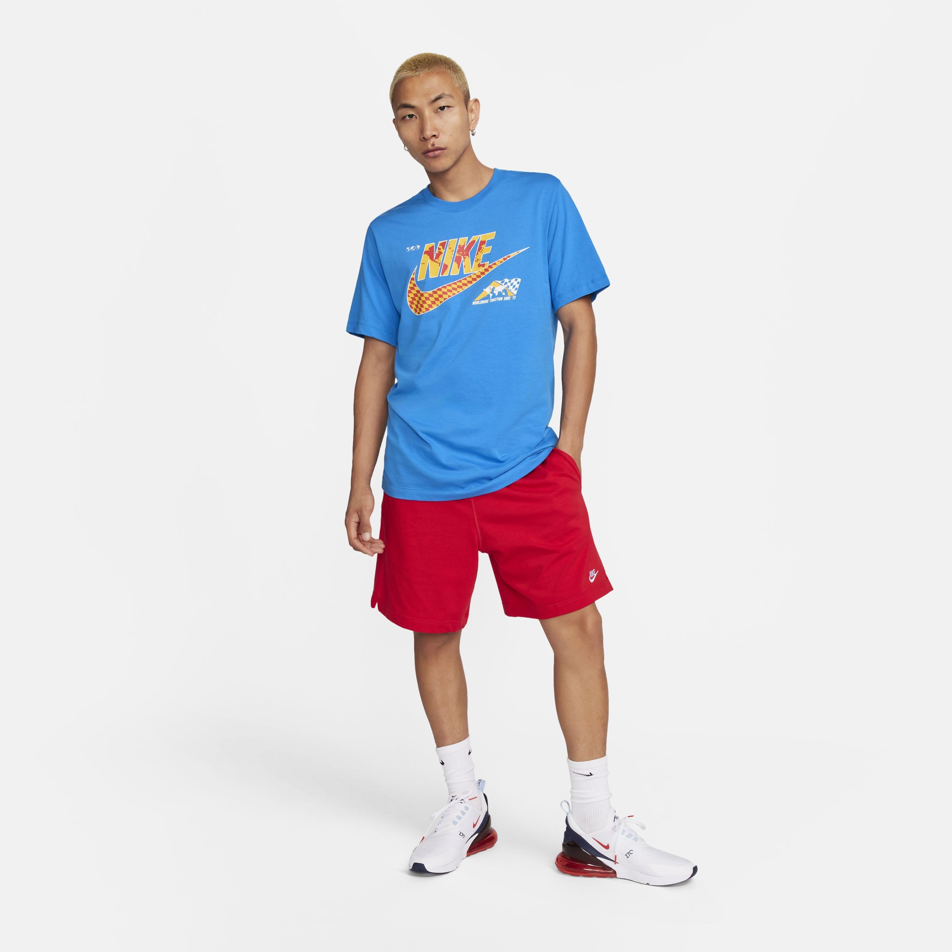 Nike Men's Club Knit Futura Lightweight Shorts - RED Thumbnail View 6