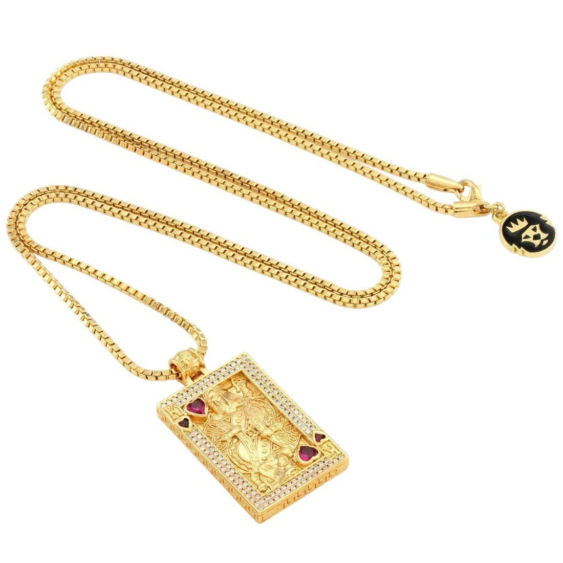 King Ice Suicide King and Queen of Hearts Necklace - Gold - GOLD