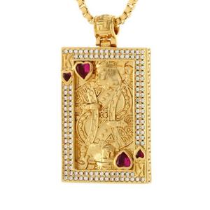 King Ice Suicide King and Queen of Hearts Necklace - Gold - GOLD