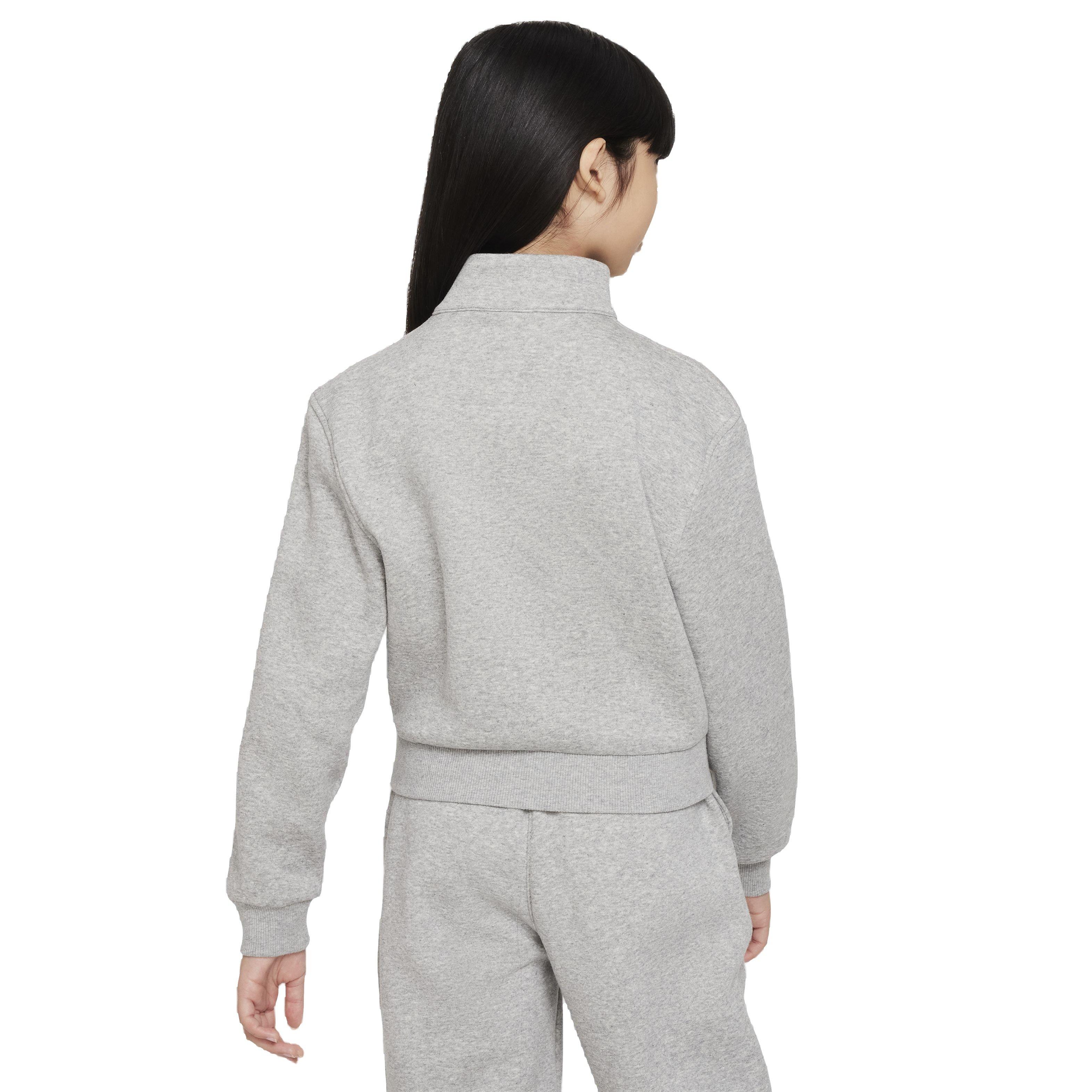 Nike Big Girls' Sportswear Club Fleece Long-Sleeve 1/2-Zip Top -Grey - GREY Thumbnail View 2
