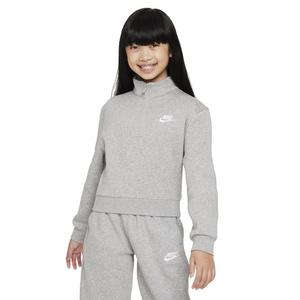 Nike Big Girls' Sportswear Club Fleece Long-Sleeve 1/2-Zip Top -Grey