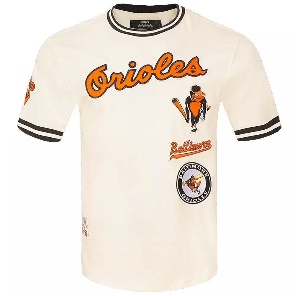 Pro Standard Men's MLB Baltimore Orioles Retro Classic Double Knit Tee - Eggshell/Black - EGGSHELL/BLACK