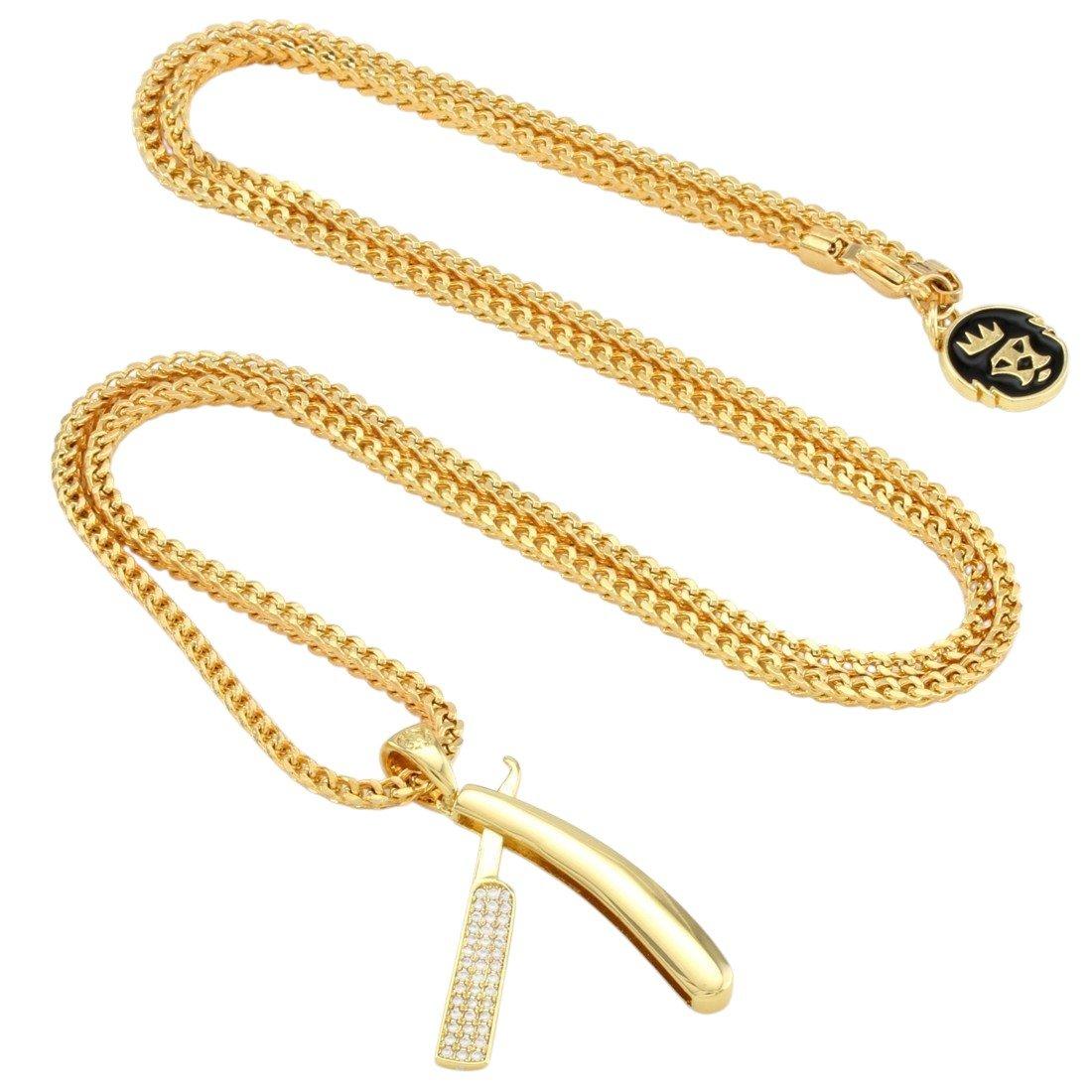 King Ice Straight RZR Barber Shop Necklace - GOLD