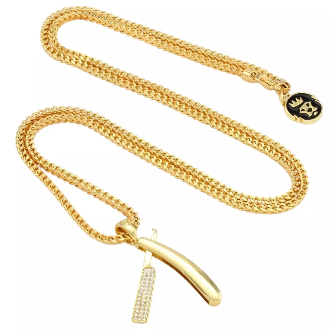 King Ice Straight RZR Barber Shop Necklace - GOLD
