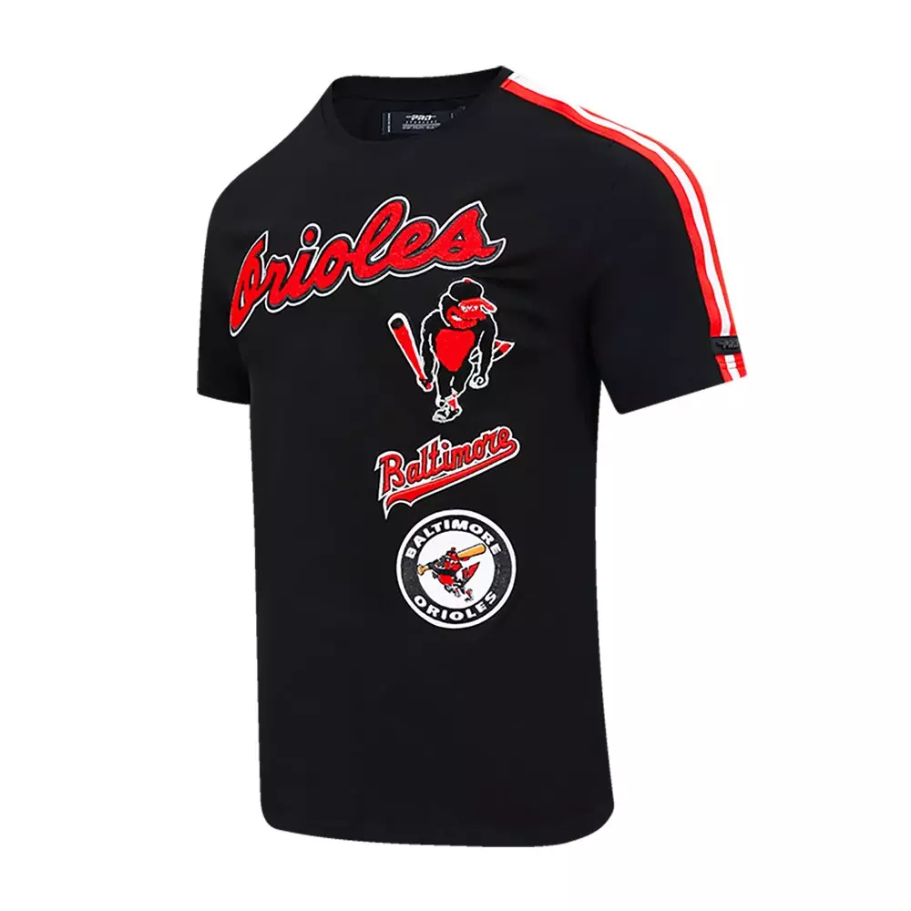 Pro Standard Men's MLB Baltimore Orioles Retro Classic Single Jersey Striped Tee -Black/Orange - BLACK/ORANGE
