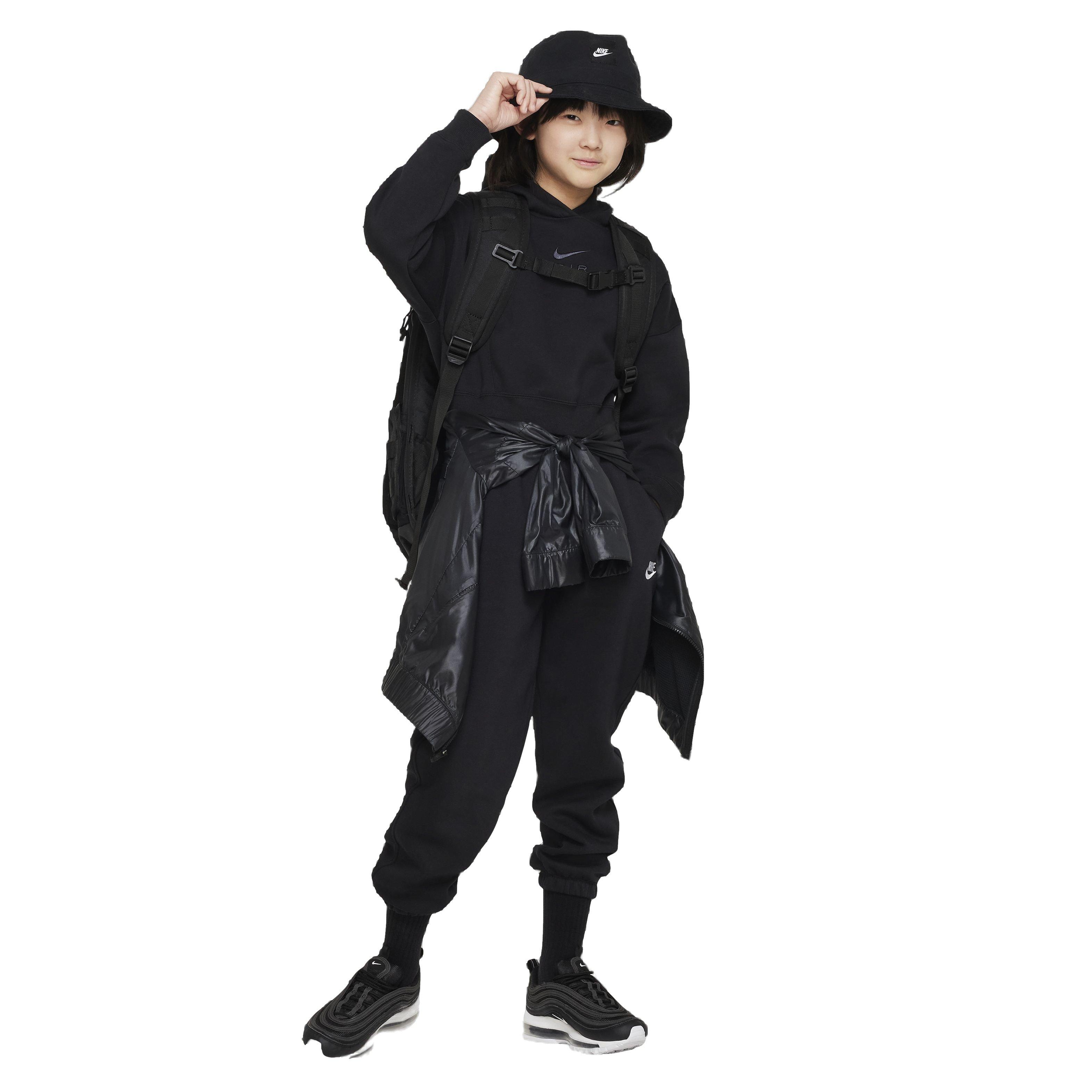 Nike Big Girls' Sportswear Club Lightweight Fleece Loose Pants - Black - BLACK Thumbnail View 6