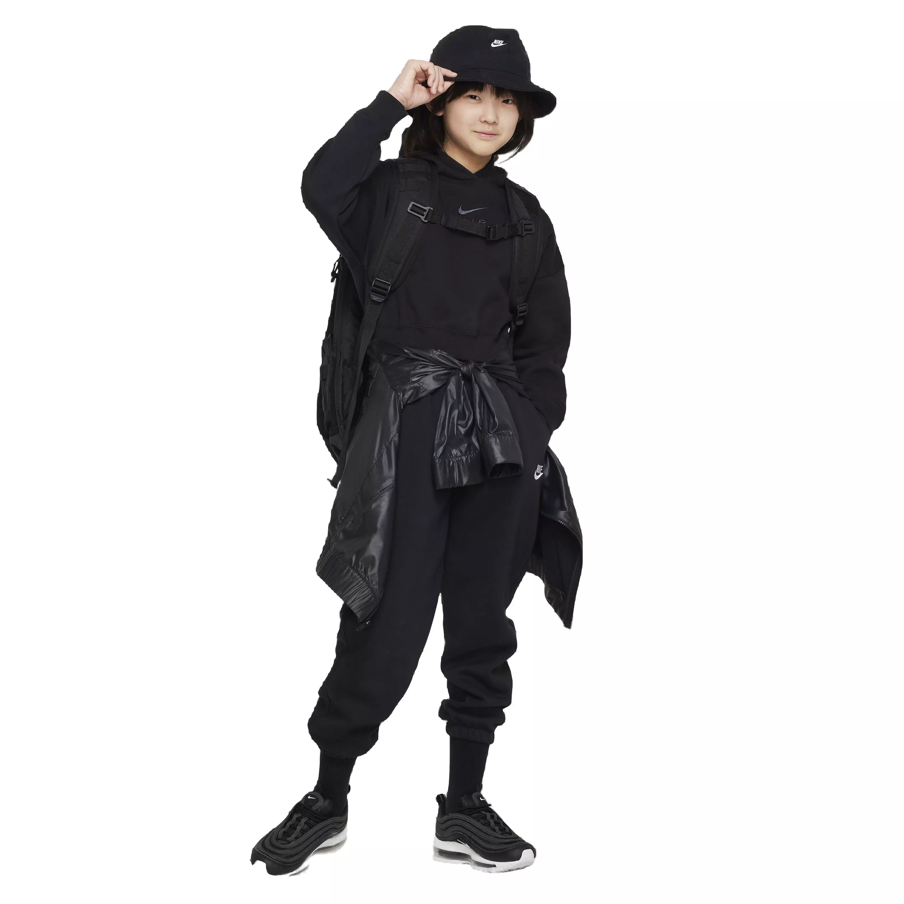 Nike Big Girls' Sportswear Club Lightweight Fleece Loose Pants - Black - BLACK