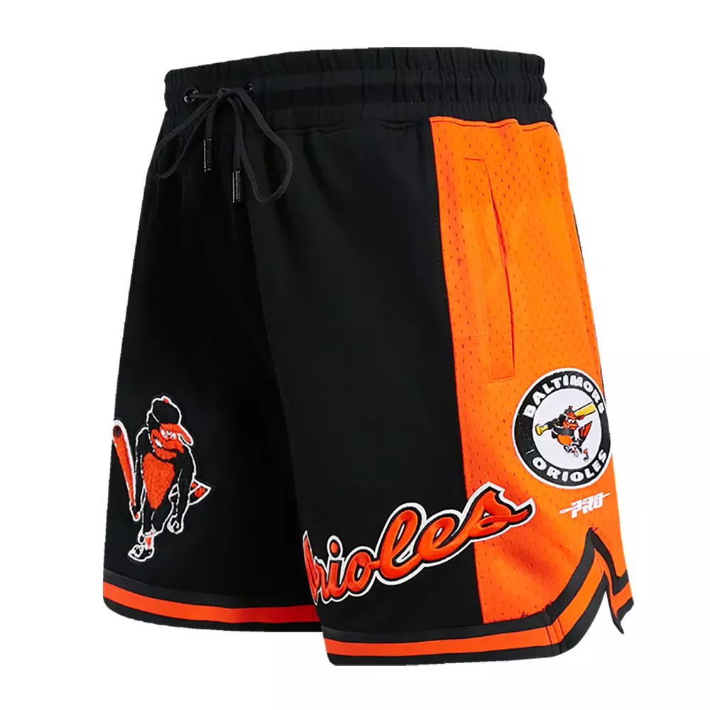 Pro Standard Men's MLB Baltimore Orioles Retro Classic Double-Knit 2.0 Shorts - Black/Orange - BLACK/ORANGE