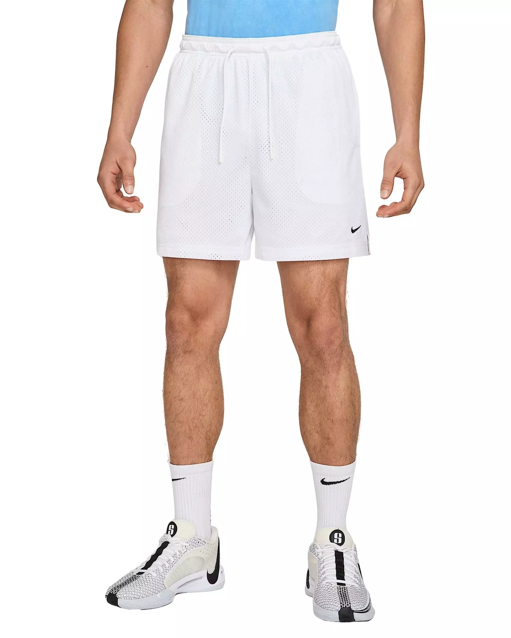 Nike Men's Dri-FIT 5" Mesh Basketball Shorts - WHITE