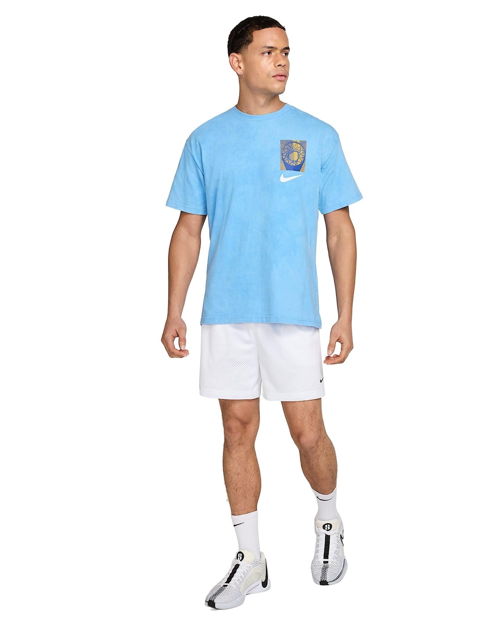 Nike Men's Dri-FIT 5" Mesh Basketball Shorts - WHITE Thumbnail View 6