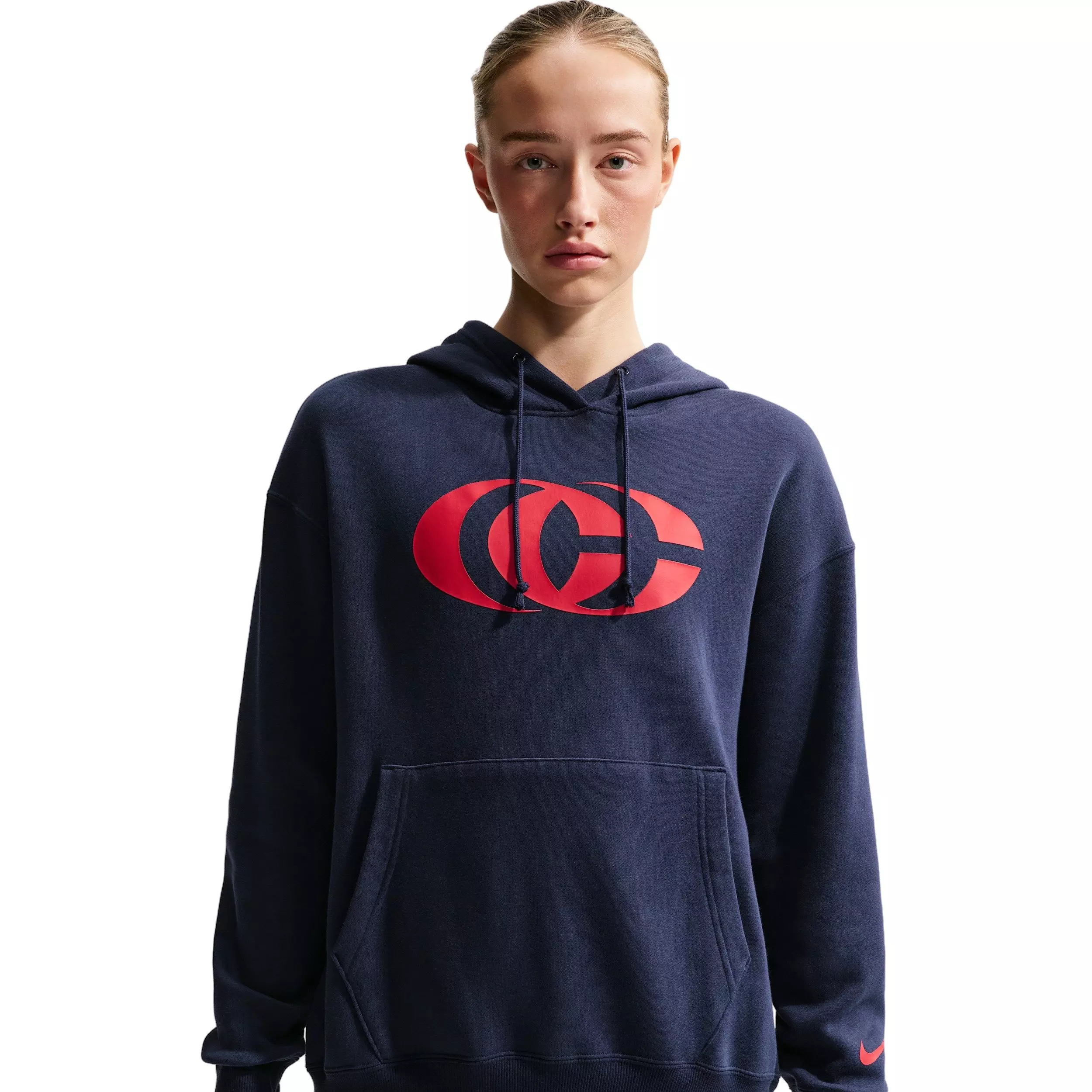 Nike Caitlin Clark Basketball Phoenix Fleece Pullover Hoodie - Navy/Red - NAVY/RED
