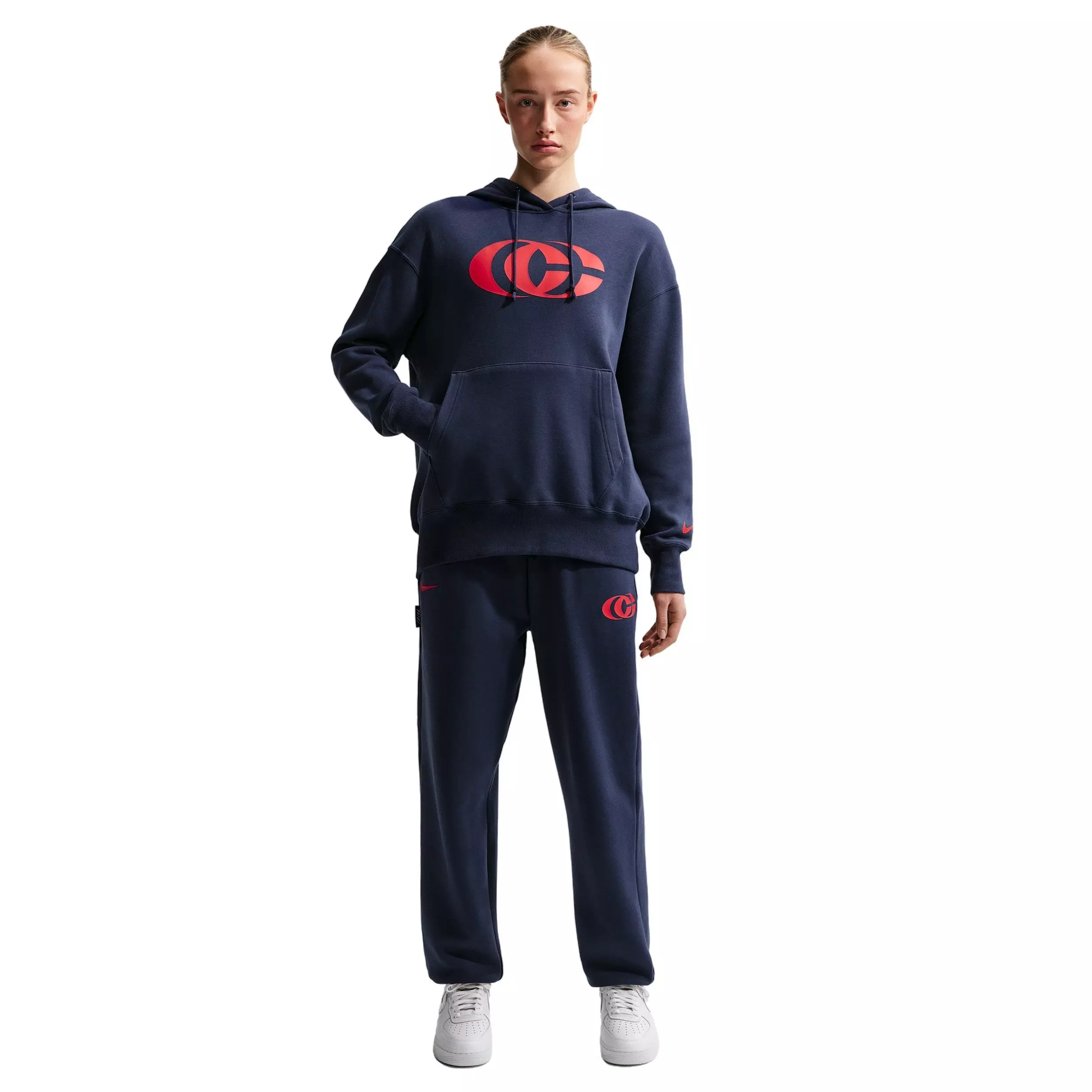 Nike Caitlin Clark Basketball Phoenix Fleece Pullover Hoodie - Navy/Red - NAVY/RED