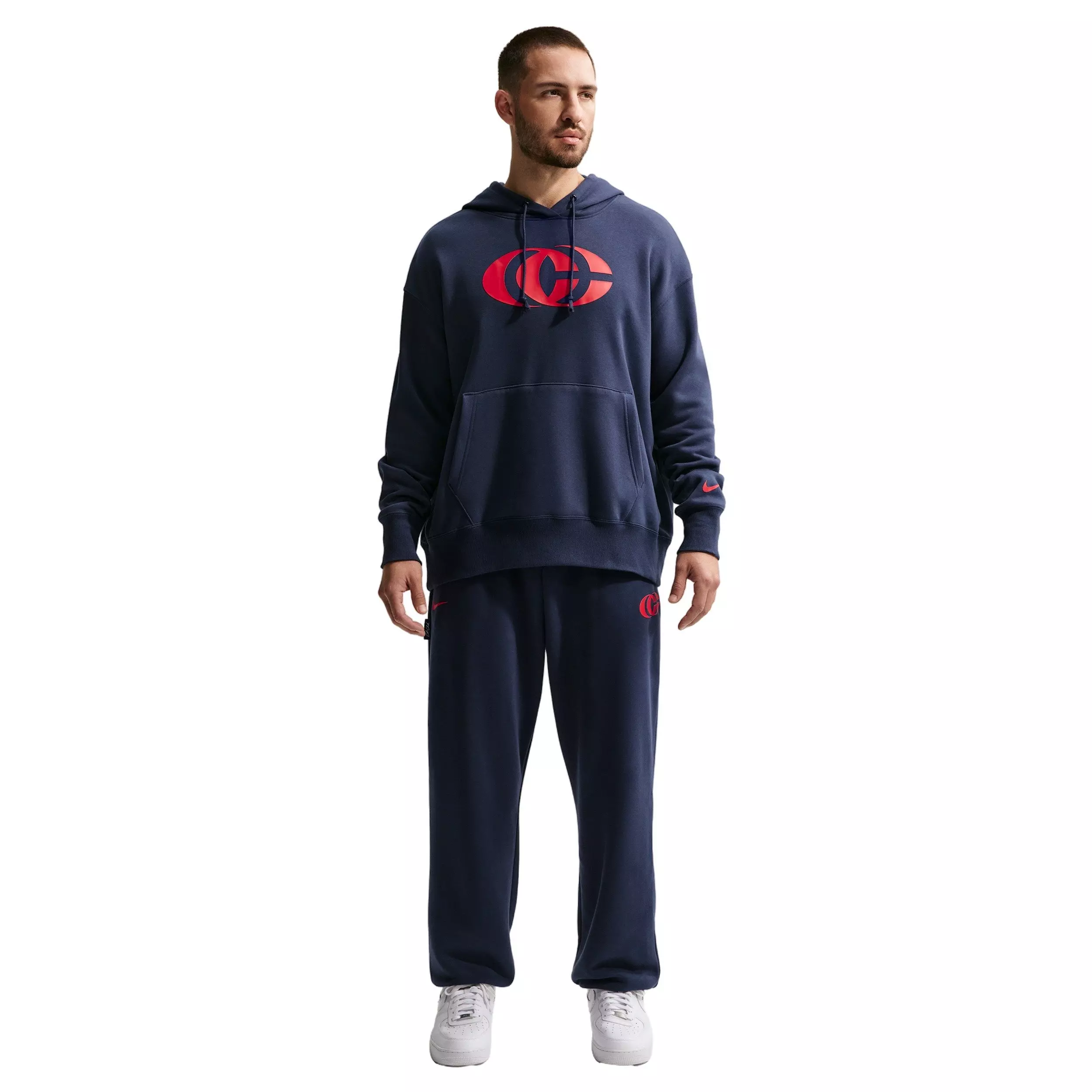 Nike Caitlin Clark Basketball Phoenix Fleece Pullover Hoodie - Navy/Red - NAVY/RED