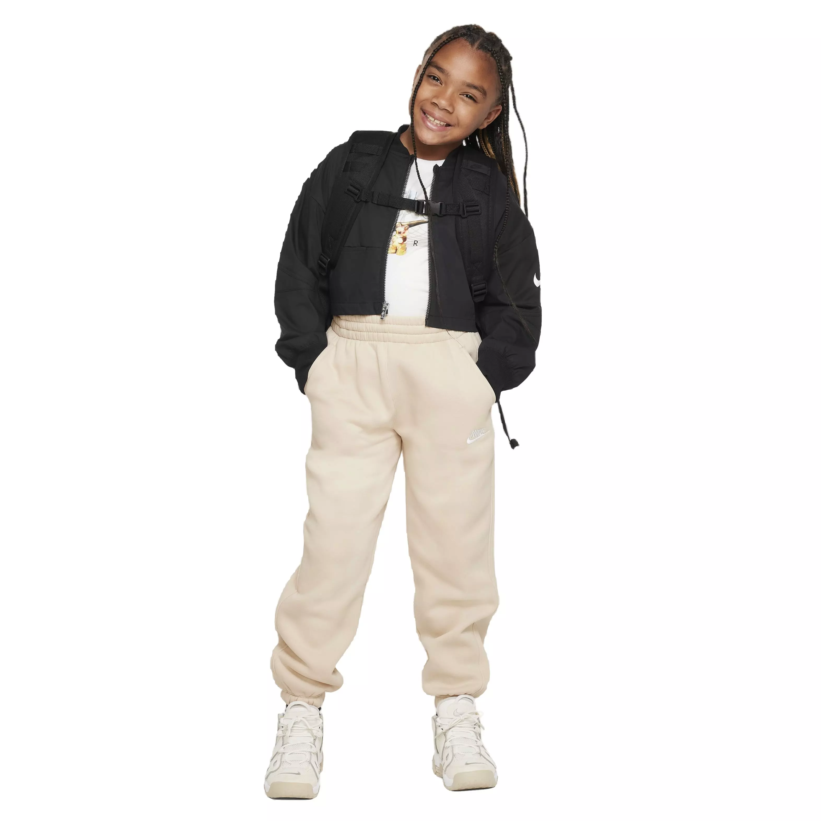 Nike Big Girls' Sportswear Club Fleece Loose Pants - Cream - CREAM