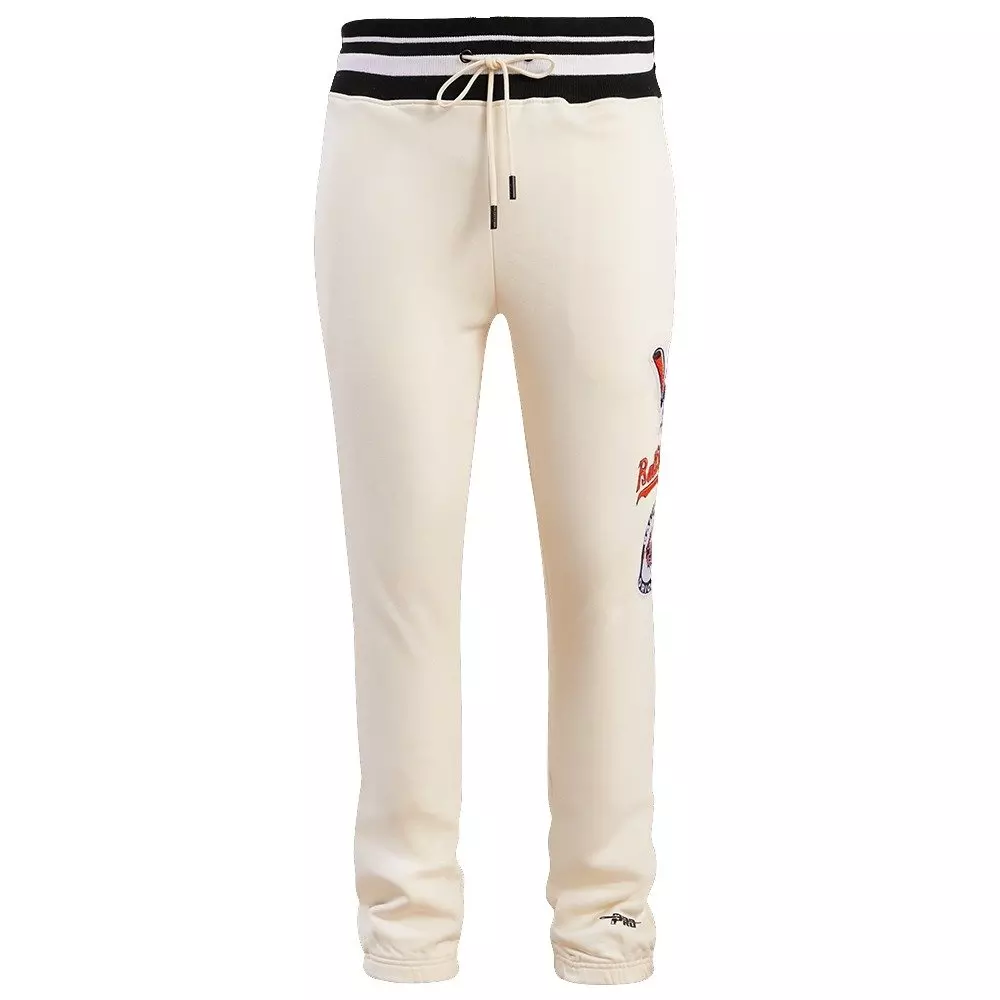 Pro Standard Men's MLB Baltimore Orioles Retro Classic Fleece Sweatpants -Eggshell/Black - EGGSHELL/BLACK
