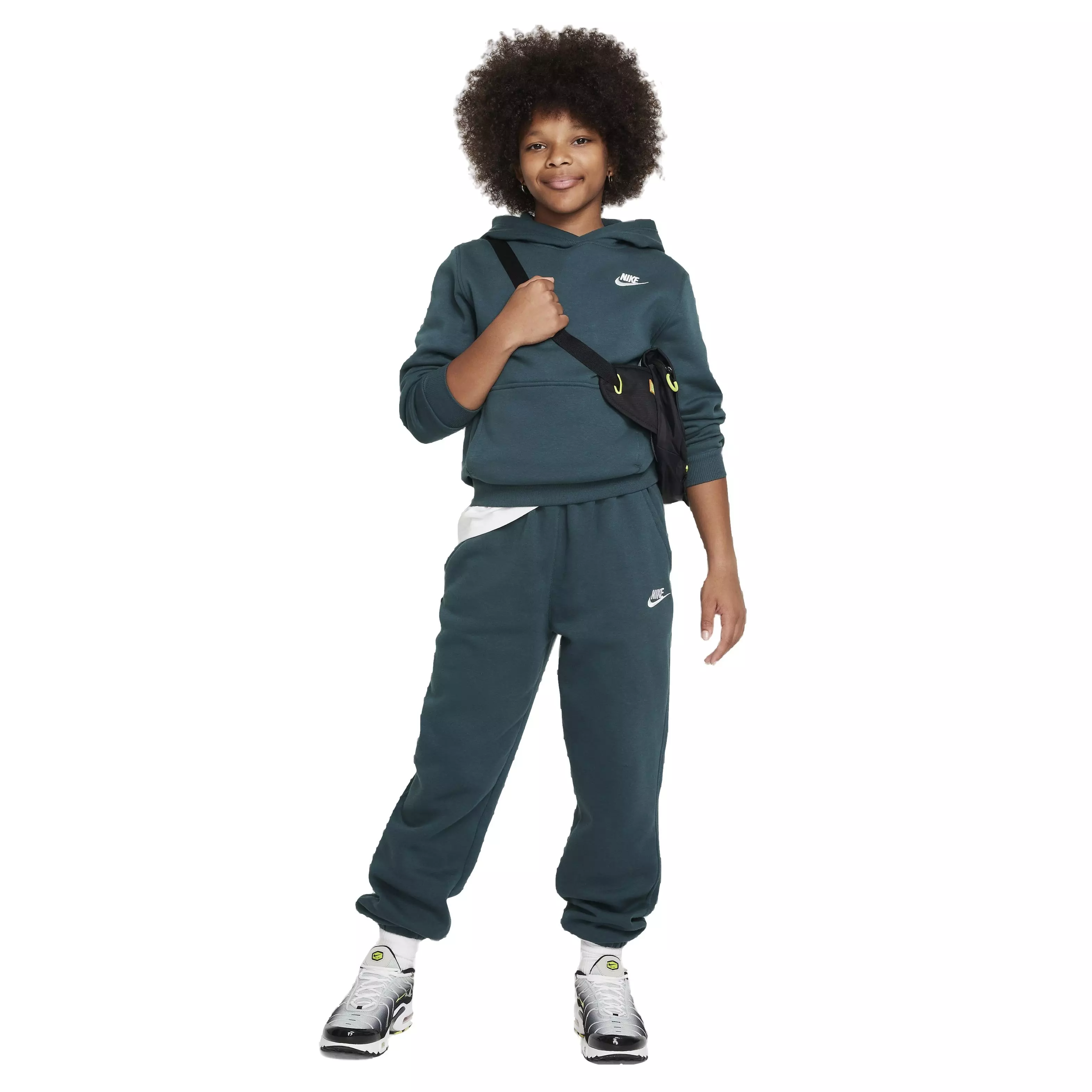 Nike Big Girls' Sportswear Club Fleece Loose Pants -Teal Green - TEAL GREEN