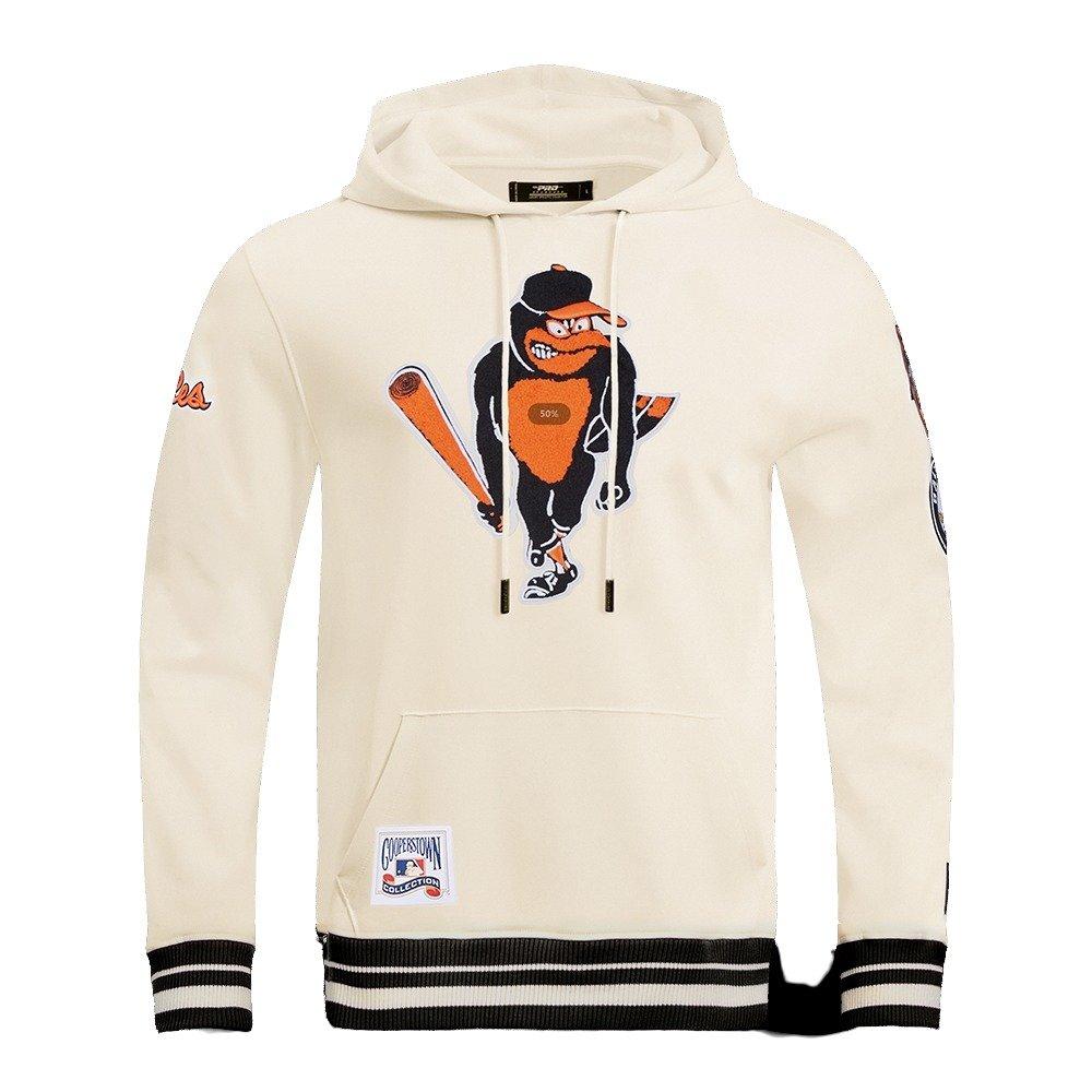 Pro Standard Men's MLB Baltimore Orioles Retro Classic Fleece Pullover Hoodie - Eggshell/Black - EGGSHELL/BLACK Thumbnail View 1