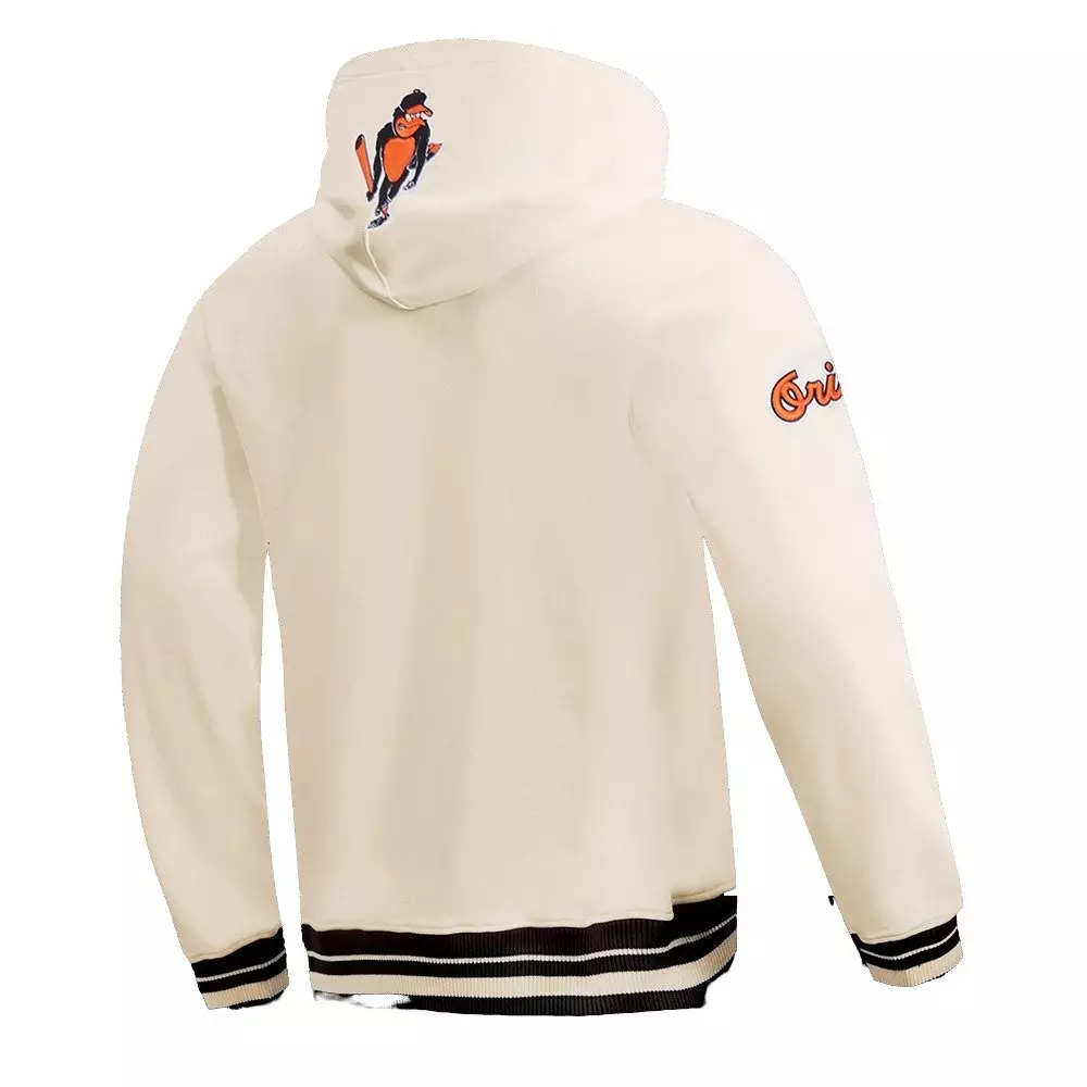 Pro Standard Men's MLB Baltimore Orioles Retro Classic Fleece Pullover Hoodie -Eggshell/Black - EGGSHELL/BLACK