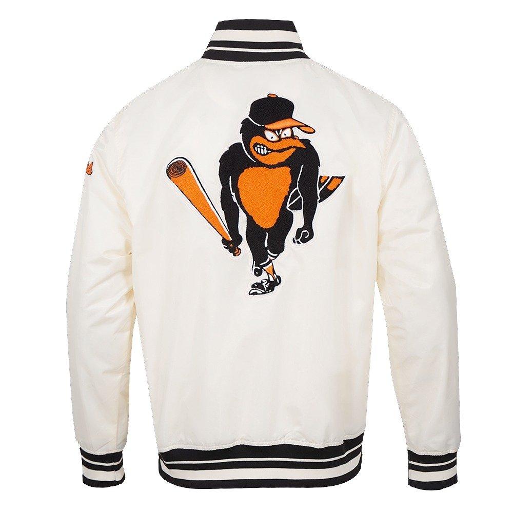 Pro Standard Men's MLB Baltimore Orioles Retro Classic Rib Satin Jacket - Eggshell/Black - EGGSHELL/BLACK Thumbnail View 2