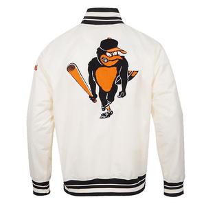 Pro Standard Men's MLB Baltimore Orioles Retro Classic Rib Satin Jacket -Eggshell/Black