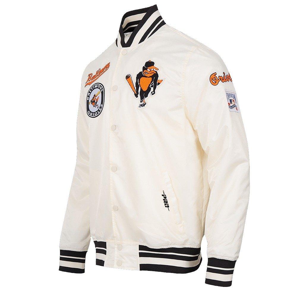 Pro Standard Men's MLB Baltimore Orioles Retro Classic Rib Satin Jacket - Eggshell/Black - EGGSHELL/BLACK Thumbnail View 3