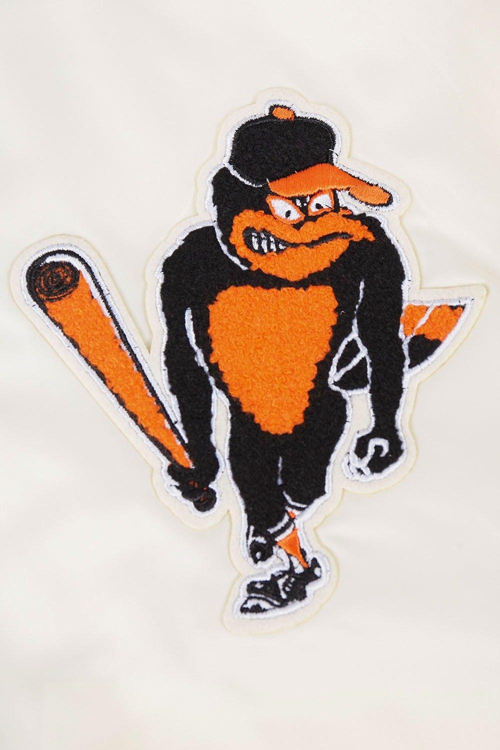 Pro Standard Men's MLB Baltimore Orioles Retro Classic Rib Satin Jacket -Eggshell/Black - EGGSHELL/BLACK Thumbnail View 6