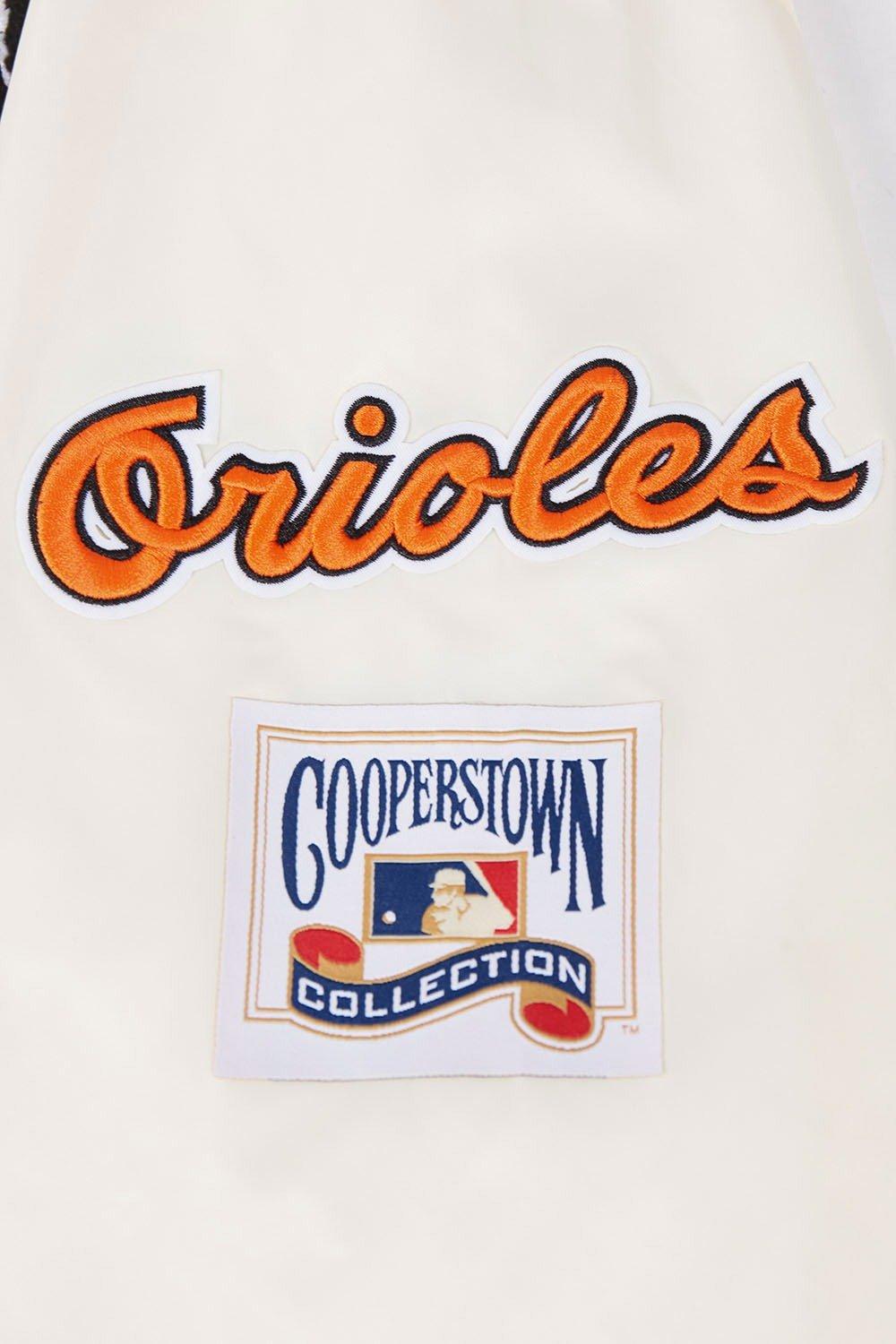 Pro Standard Men's MLB Baltimore Orioles Retro Classic Rib Satin Jacket -Eggshell/Black - EGGSHELL/BLACK Thumbnail View 8