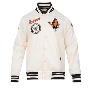 Pro Standard Men's MLB Baltimore Orioles Retro Classic Rib Satin Jacket -Eggshell/Black