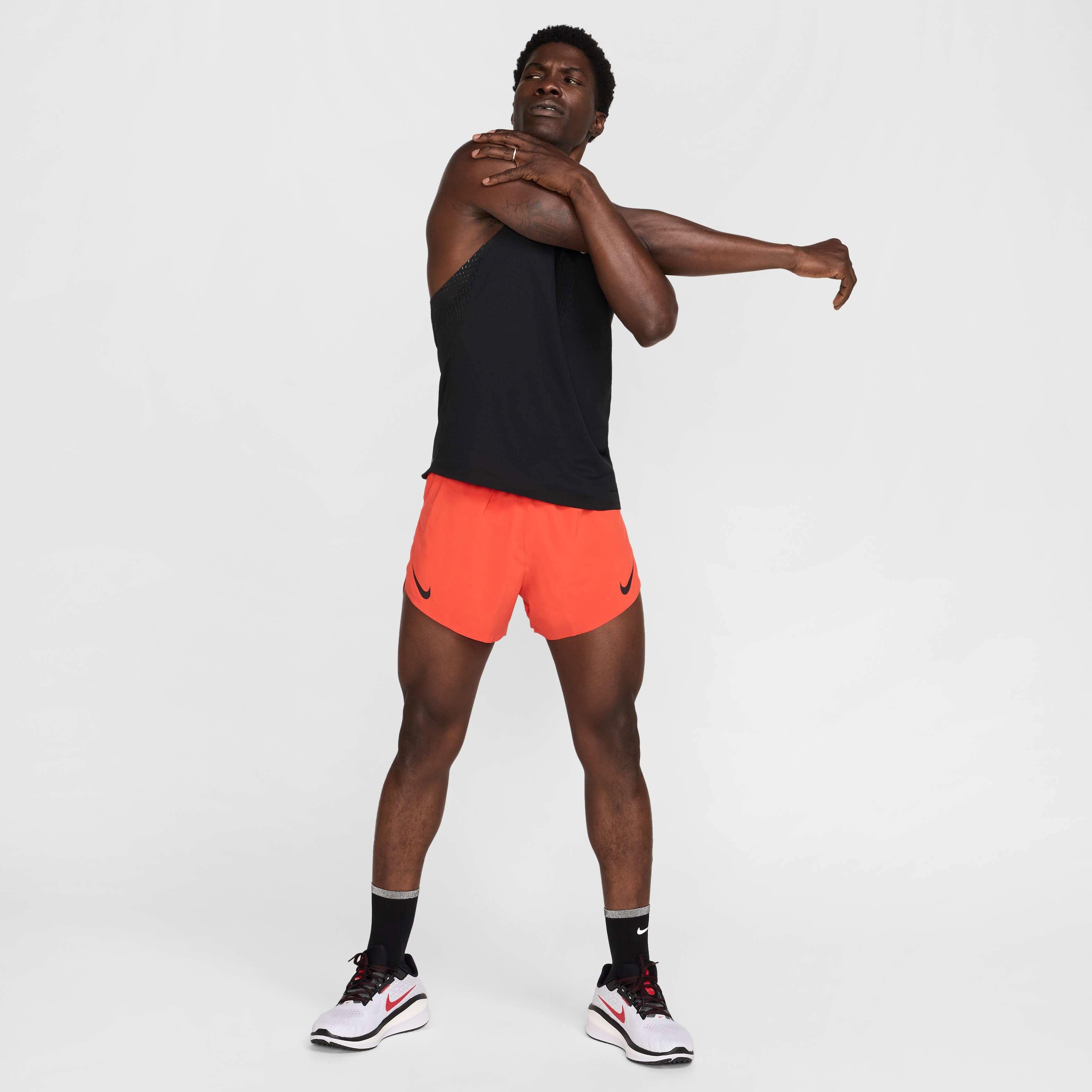 Nike Men's AeroSwift Dri-FIT ADV 4" Brief-Lined Running Shorts - RED Thumbnail View 8