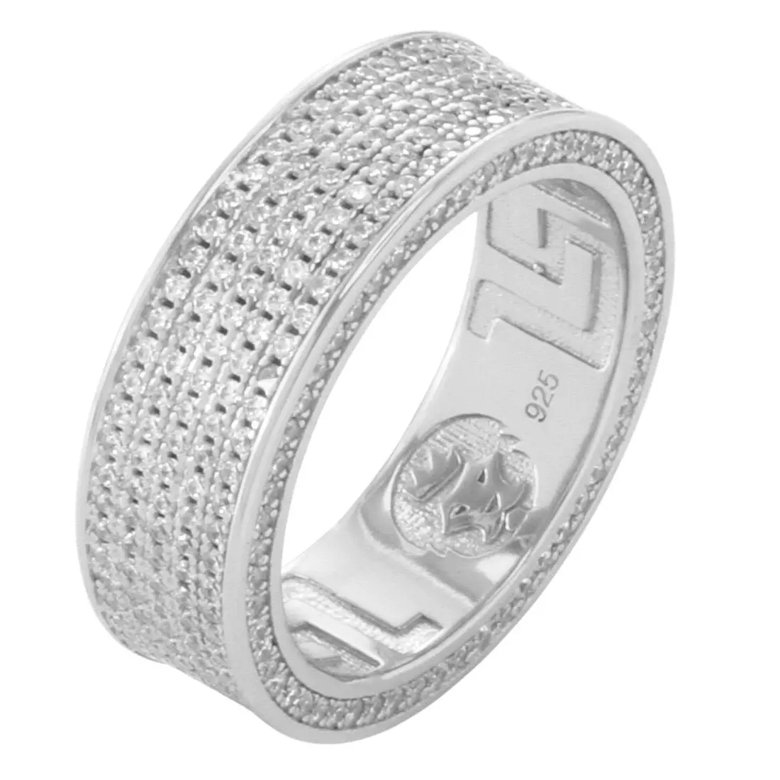 King Ice 5-Row Iced Infinity Band Ring - White Gold - WHITE GOLD