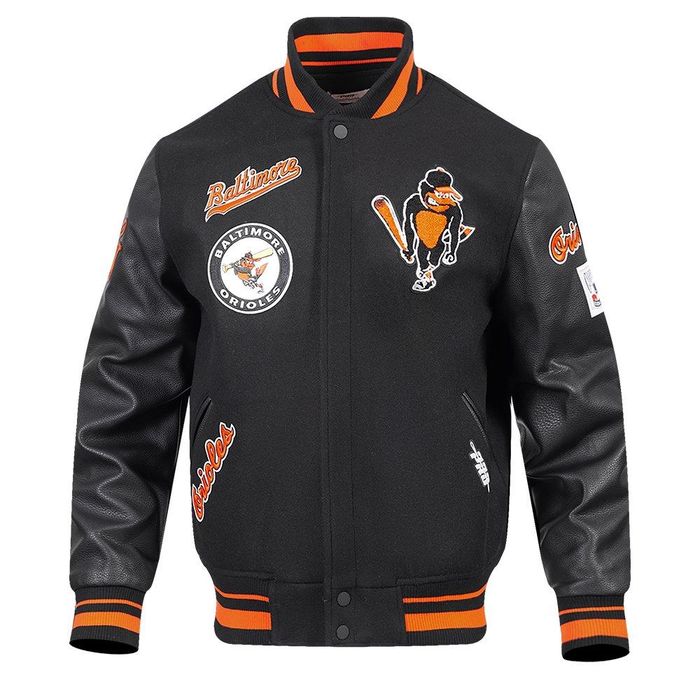 Pro Standard Men's MLB Baltimore Orioles Retro Classic Rib Wool Varsity Jacket - Black/Orange - BLACK/ORANGE Thumbnail View 1