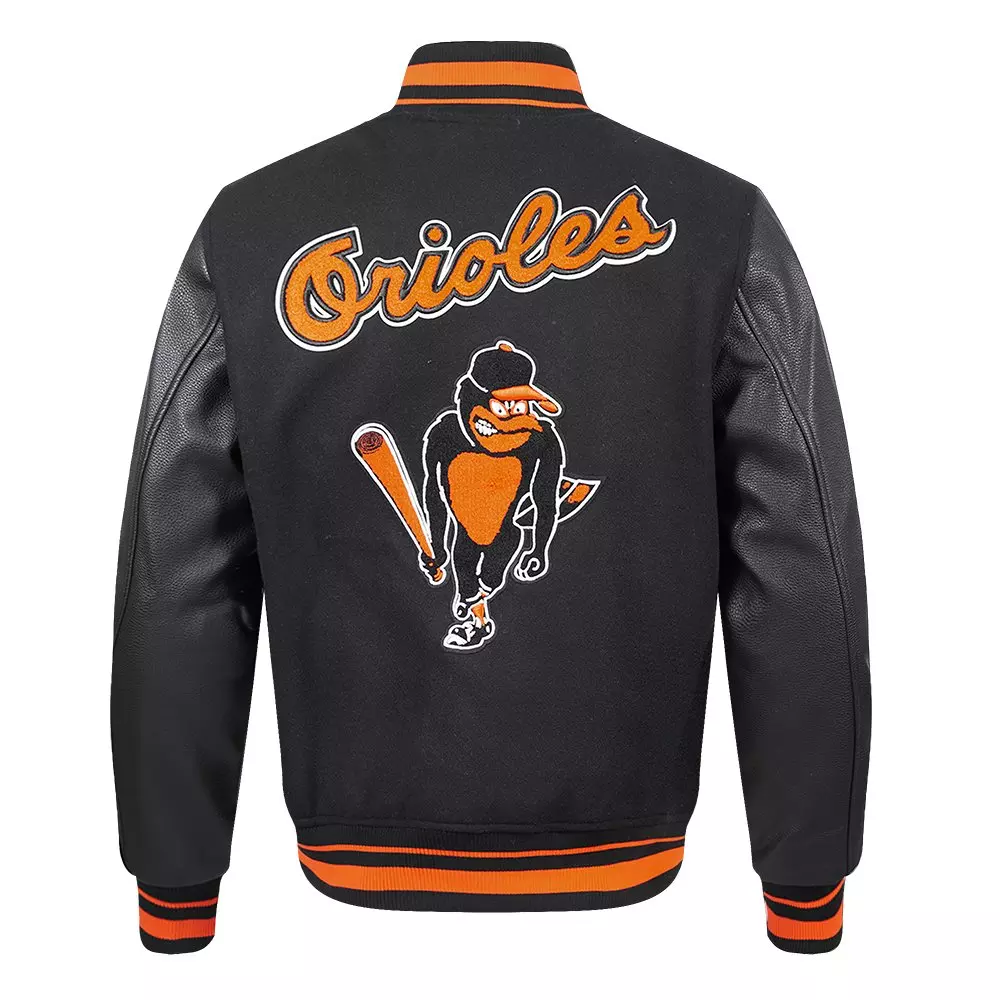 Pro Standard Men's MLB Baltimore Orioles Retro Classic Rib Wool Varsity Jacket - Black/Orange - BLACK/ORANGE