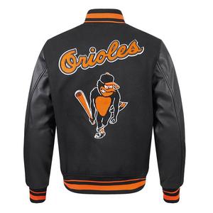 Pro Standard Men's MLB Baltimore Orioles Retro Classic Rib Wool Varsity Jacket -Black/Orange