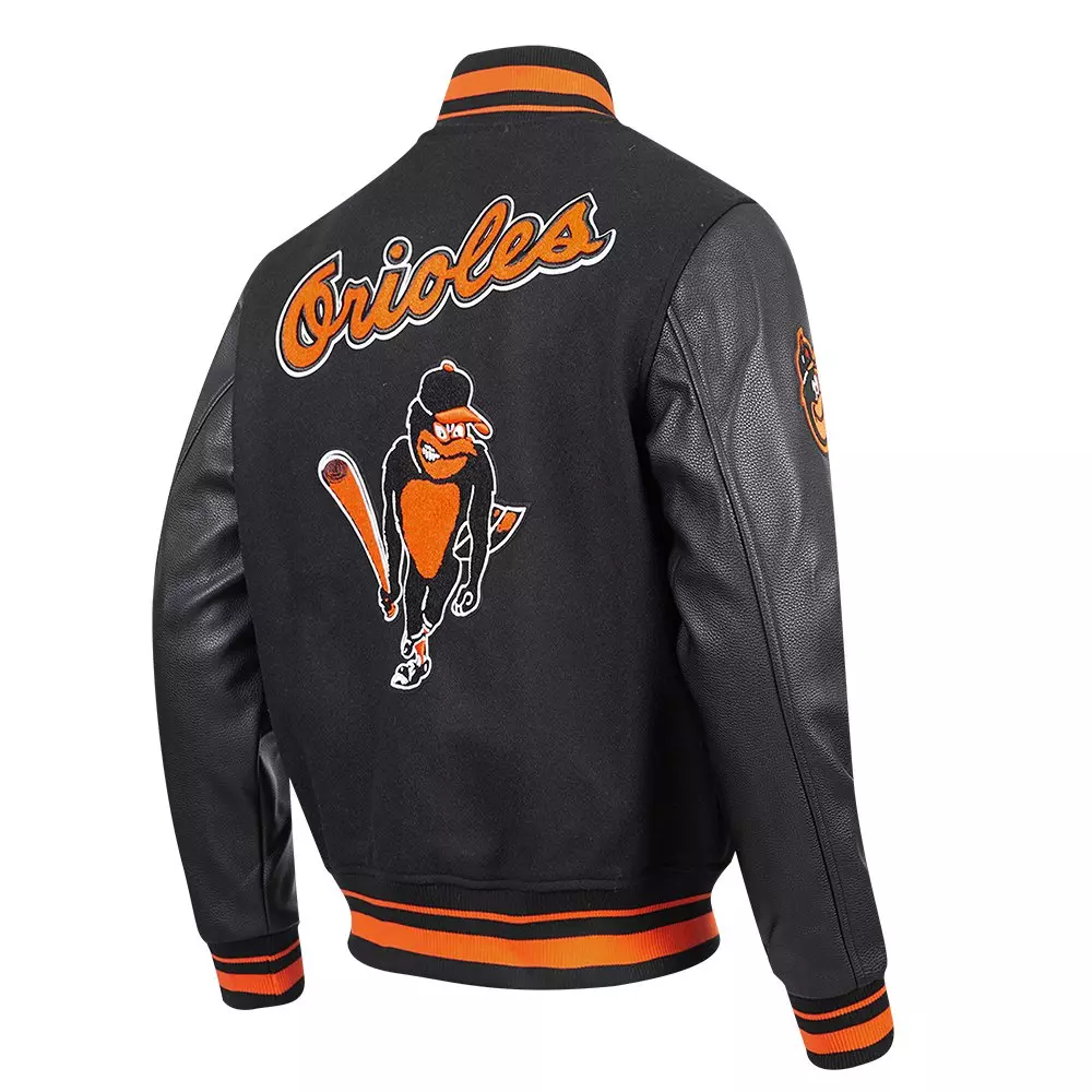 Pro Standard Men's MLB Baltimore Orioles Retro Classic Rib Wool Varsity Jacket -Black/Orange - BLACK/ORANGE