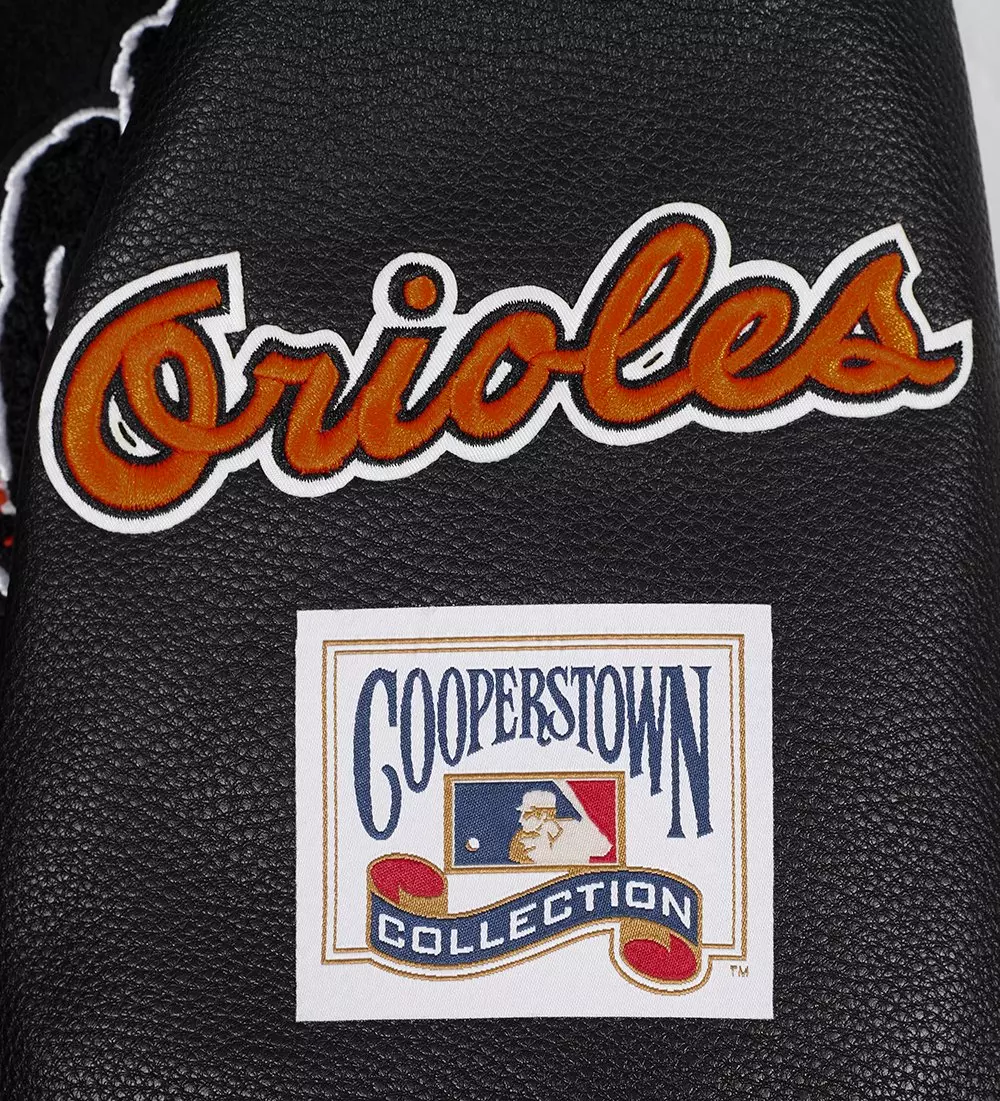Pro Standard Men's MLB Baltimore Orioles Retro Classic Rib Wool Varsity Jacket -Black/Orange - BLACK/ORANGE