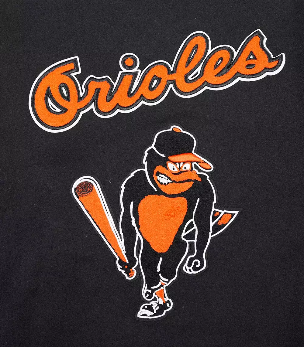 Pro Standard Men's MLB Baltimore Orioles Retro Classic Rib Wool Varsity Jacket - Black/Orange - BLACK/ORANGE