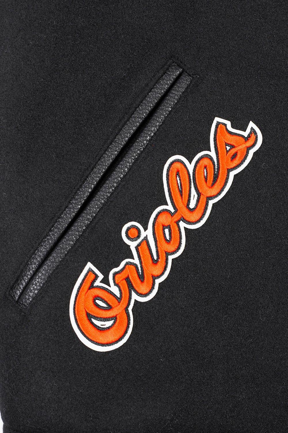 Pro Standard Men's MLB Baltimore Orioles Retro Classic Rib Wool Varsity Jacket - Black/Orange - BLACK/ORANGE Thumbnail View 7